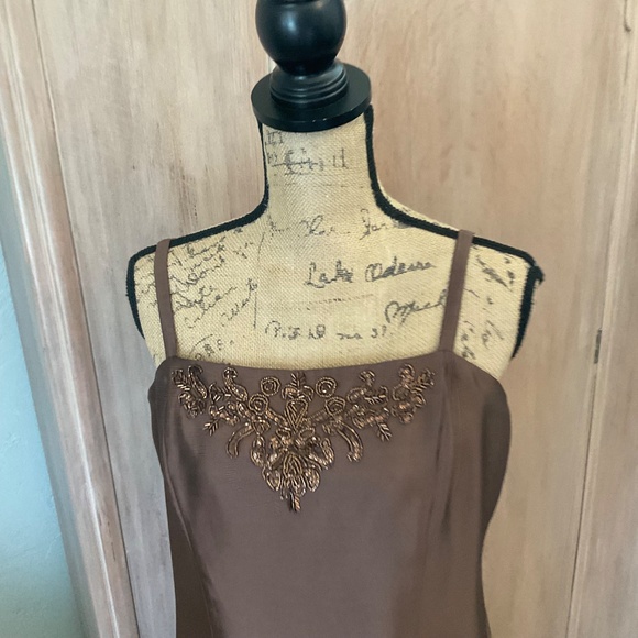 Vintage 90’s Y2k Iridescent Brown Beaded Bodice Prom Dress Maxi Fairy Rachel 12 - Picture 8 of 15
